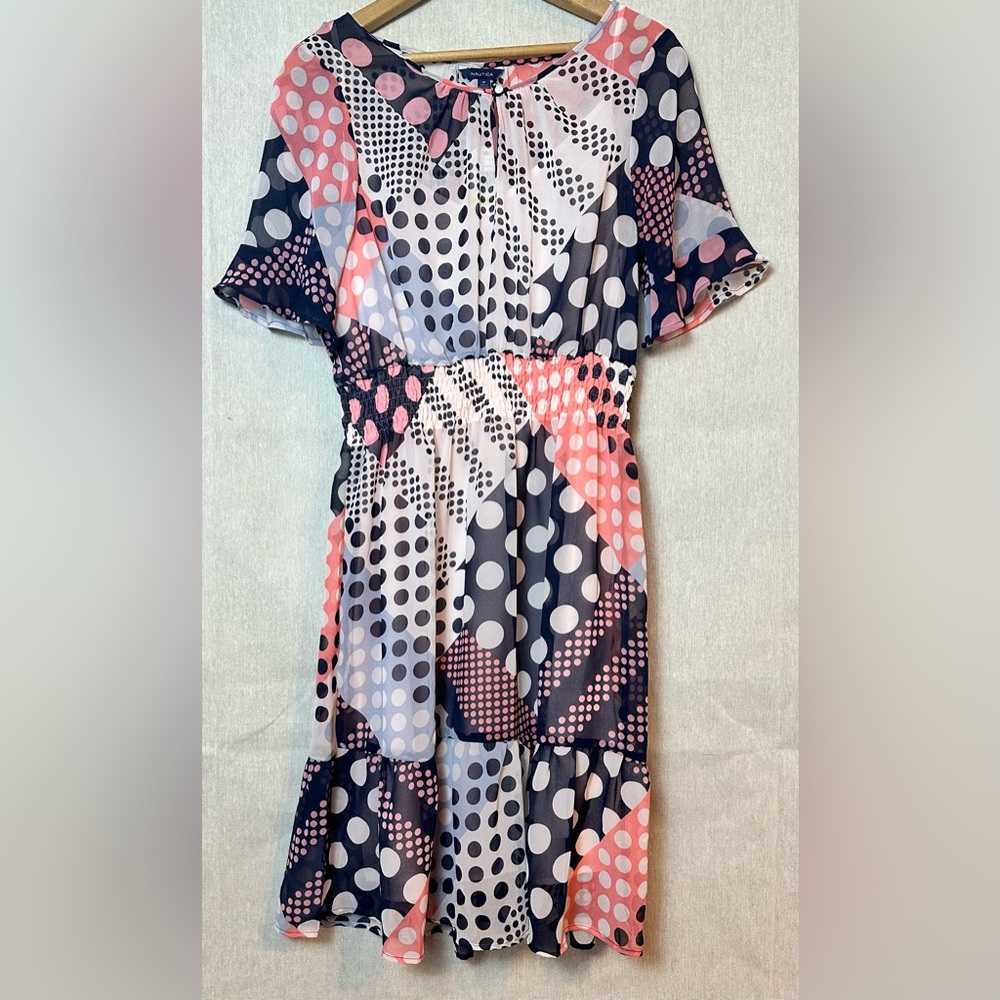 NWT Nautica "Navy Seas" Polka Dot Dress Size Medium